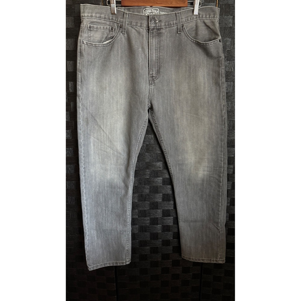 Levi Strauss Signature Jeans Mens 38x30 Gray Tapered Fit Denim Pants